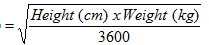 Валганвир формула Mosteller BSA (m2)
